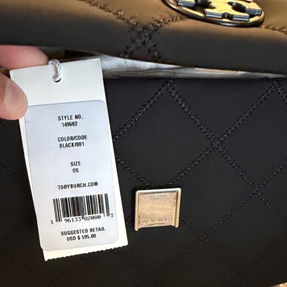 NEW-Tory Burch Black Quilted Shoulder Bag - Picture 2 of 4